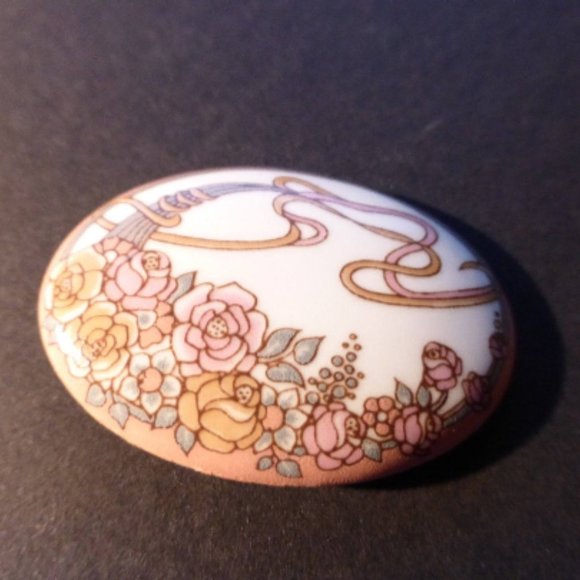 Vintage Michaela Frey Enamel Art Nouveau Broach - Picture 2 of 4